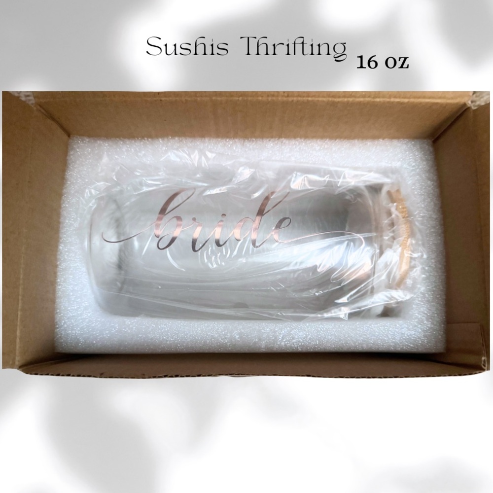 Bride Glass Cup w/ Wooden Lid - Picture 3 of 5